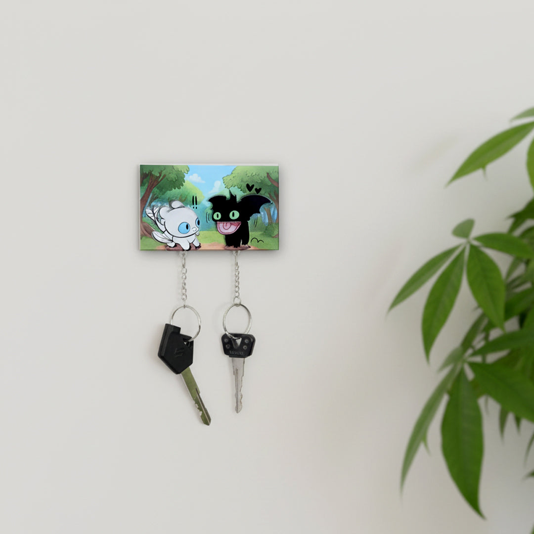 Toothless & Light Fury Dragon Couple Keychains