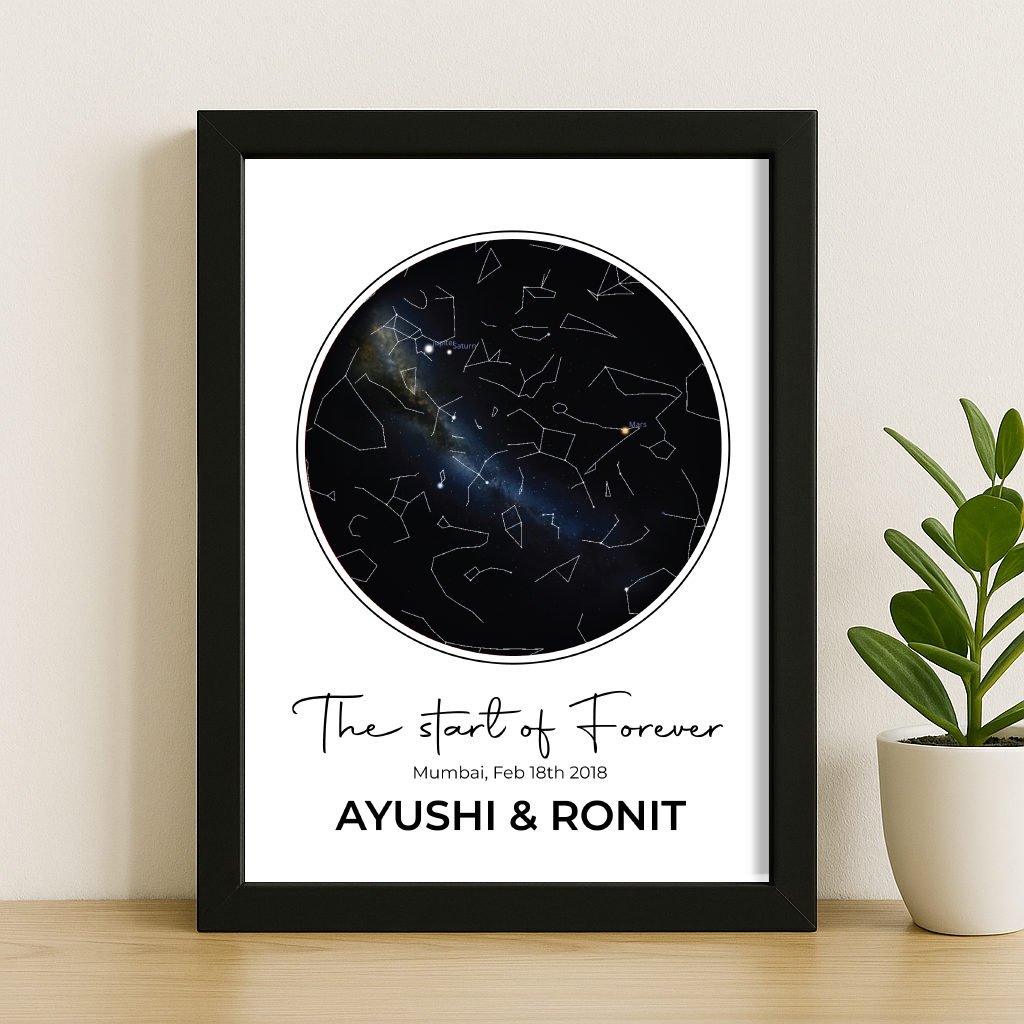 Personalized Star Map Frame – Custom Night Sky Print by Date & Location