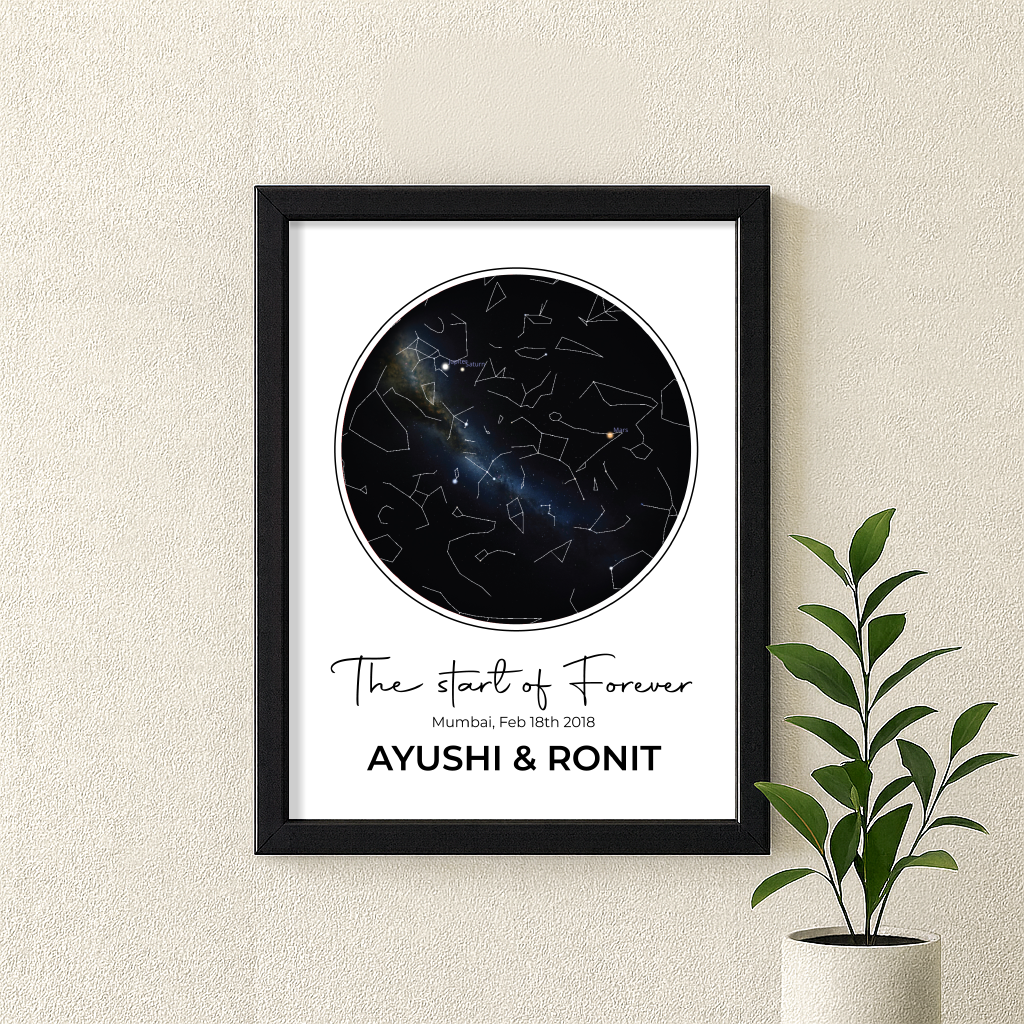 Personalized Star Map Frame – Custom Night Sky Print by Date & Location