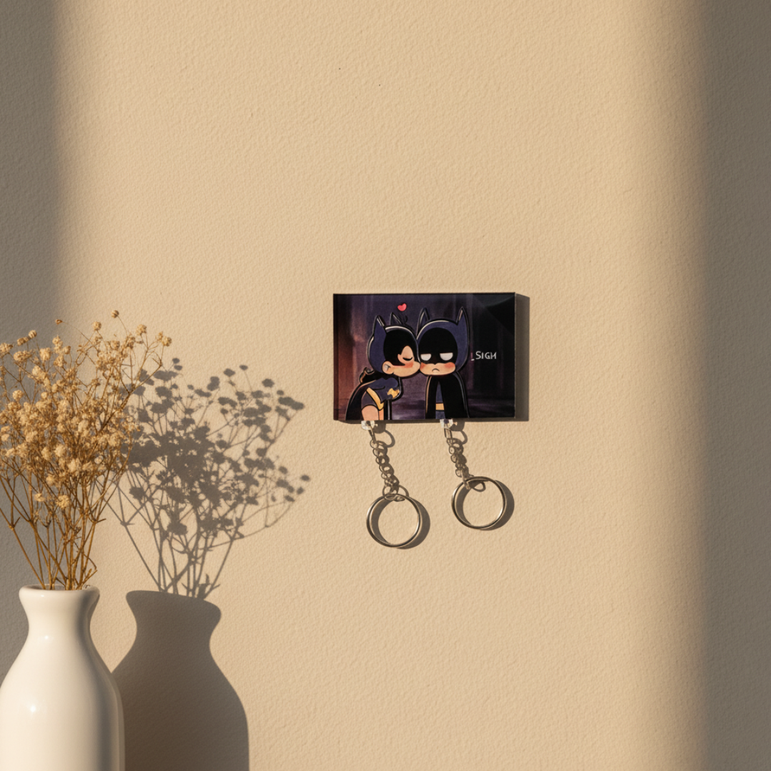 Chibi Batman & Batwoman Couple Keychains
