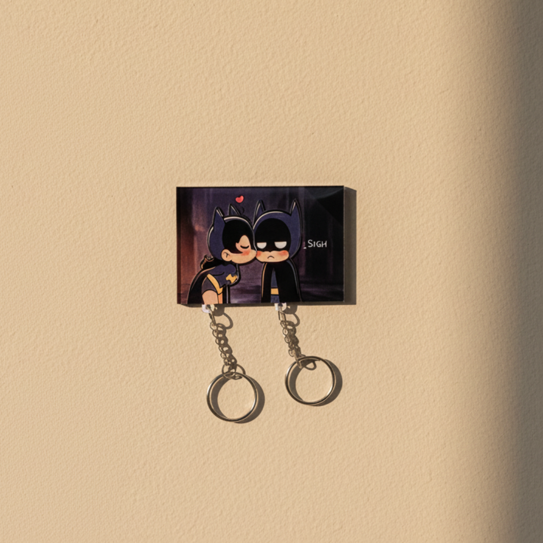 Chibi Batman & Batwoman Couple Keychains