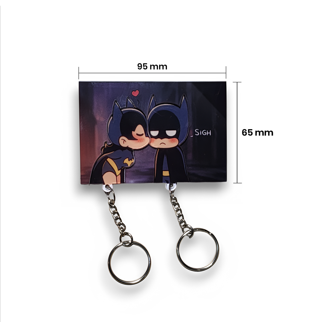 Chibi Batman & Batwoman Couple Keychains