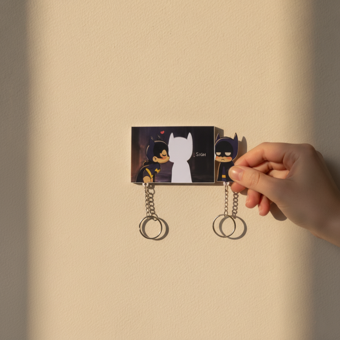 Chibi Batman & Batwoman Couple Keychains