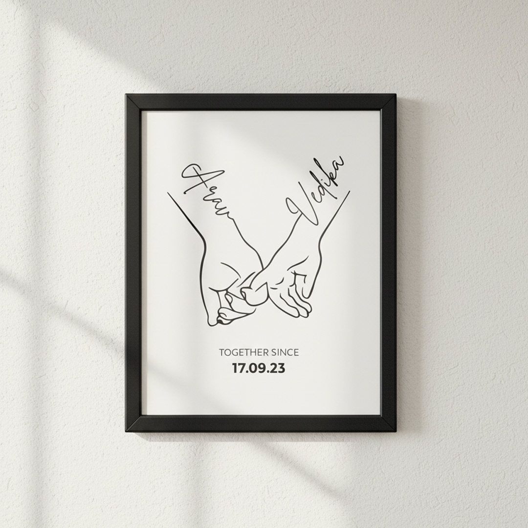 Holding Hands Line Art Frame