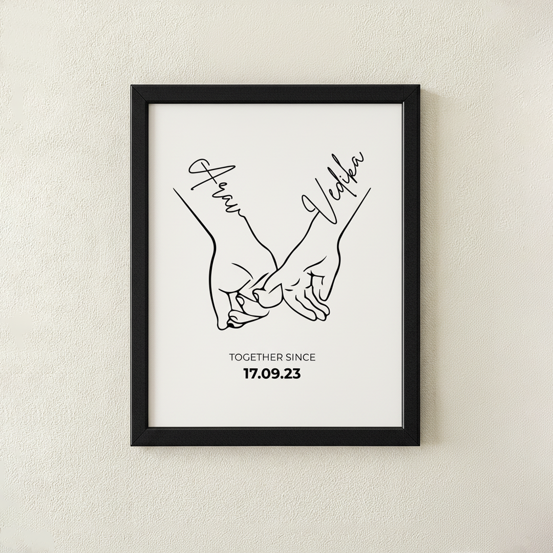 Holding Hands Line Art Frame