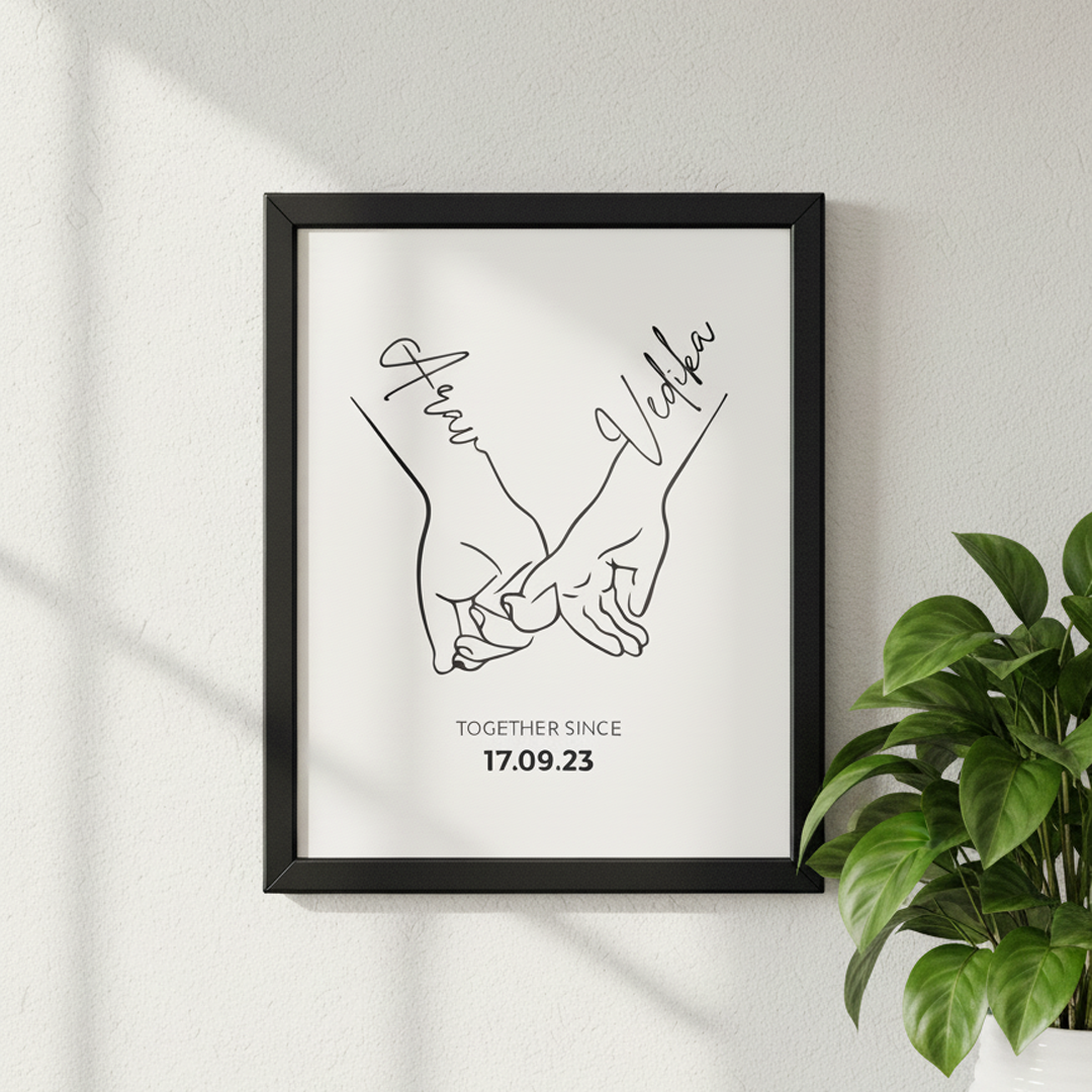 Holding Hands Line Art Frame