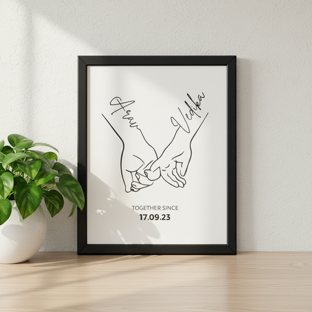 Holding Hands Line Art Frame