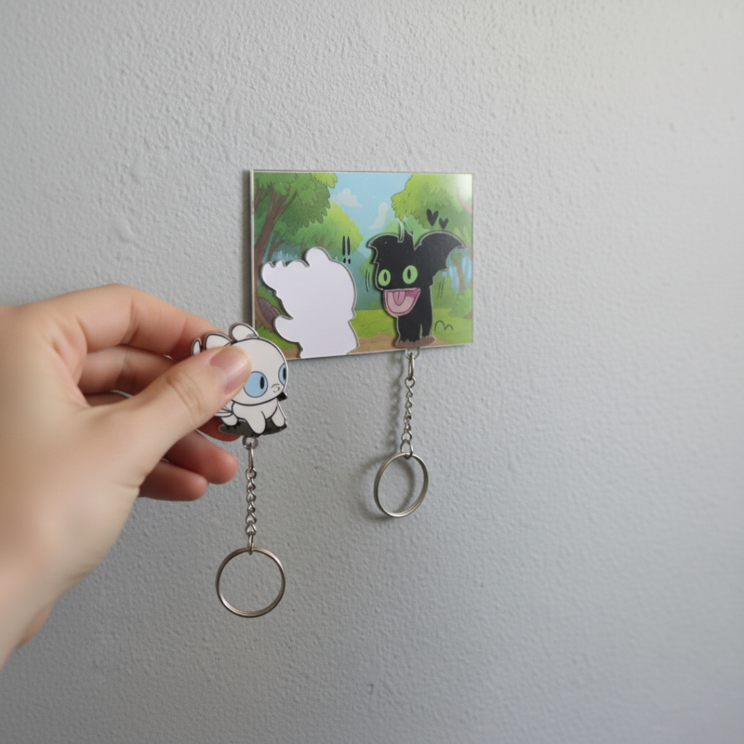 Toothless & Light Fury Dragon Couple Keychains