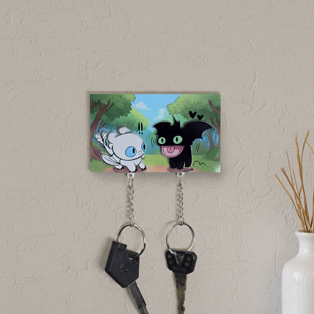 Toothless & Light Fury Dragon Couple Keychains