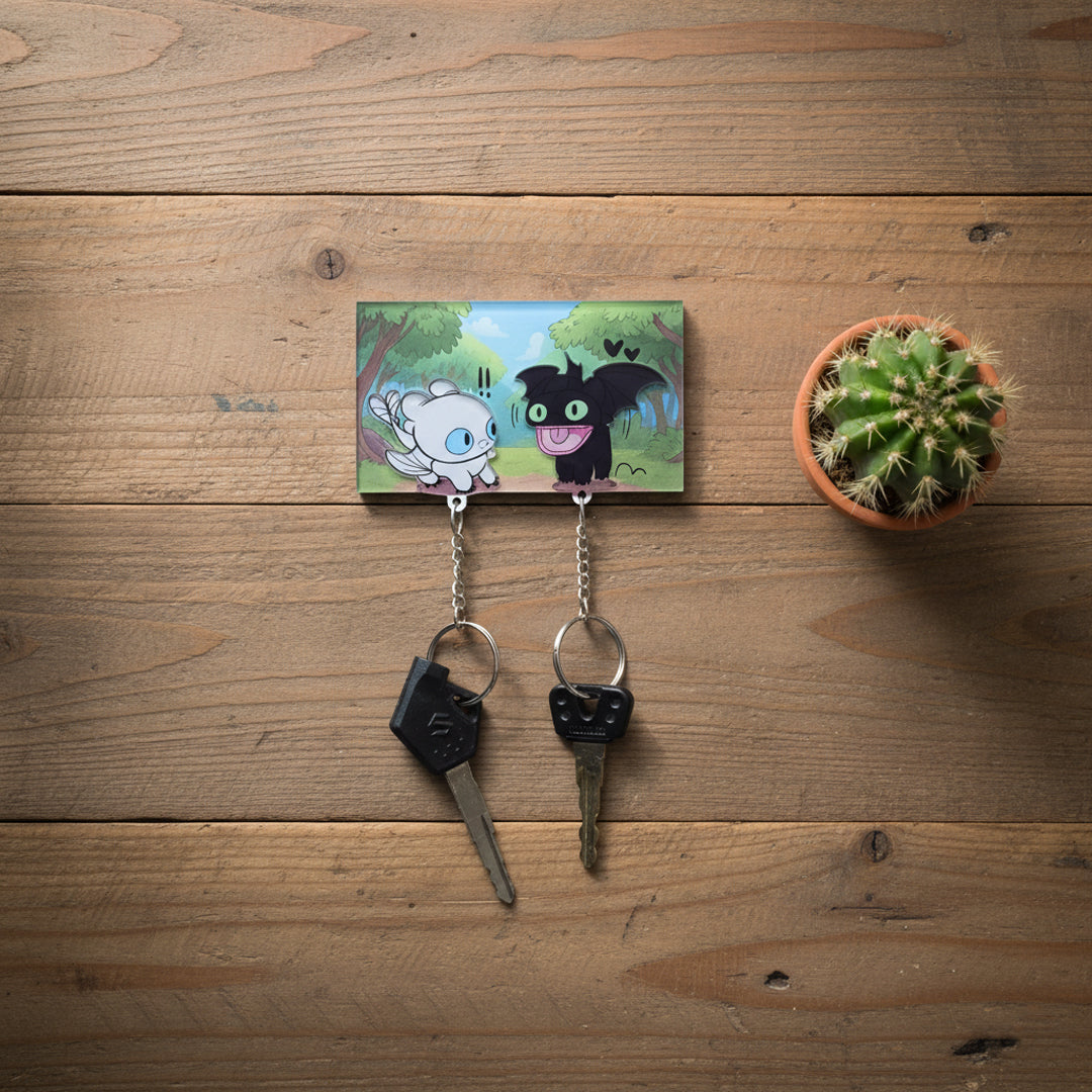 Toothless & Light Fury Dragon Couple Keychains